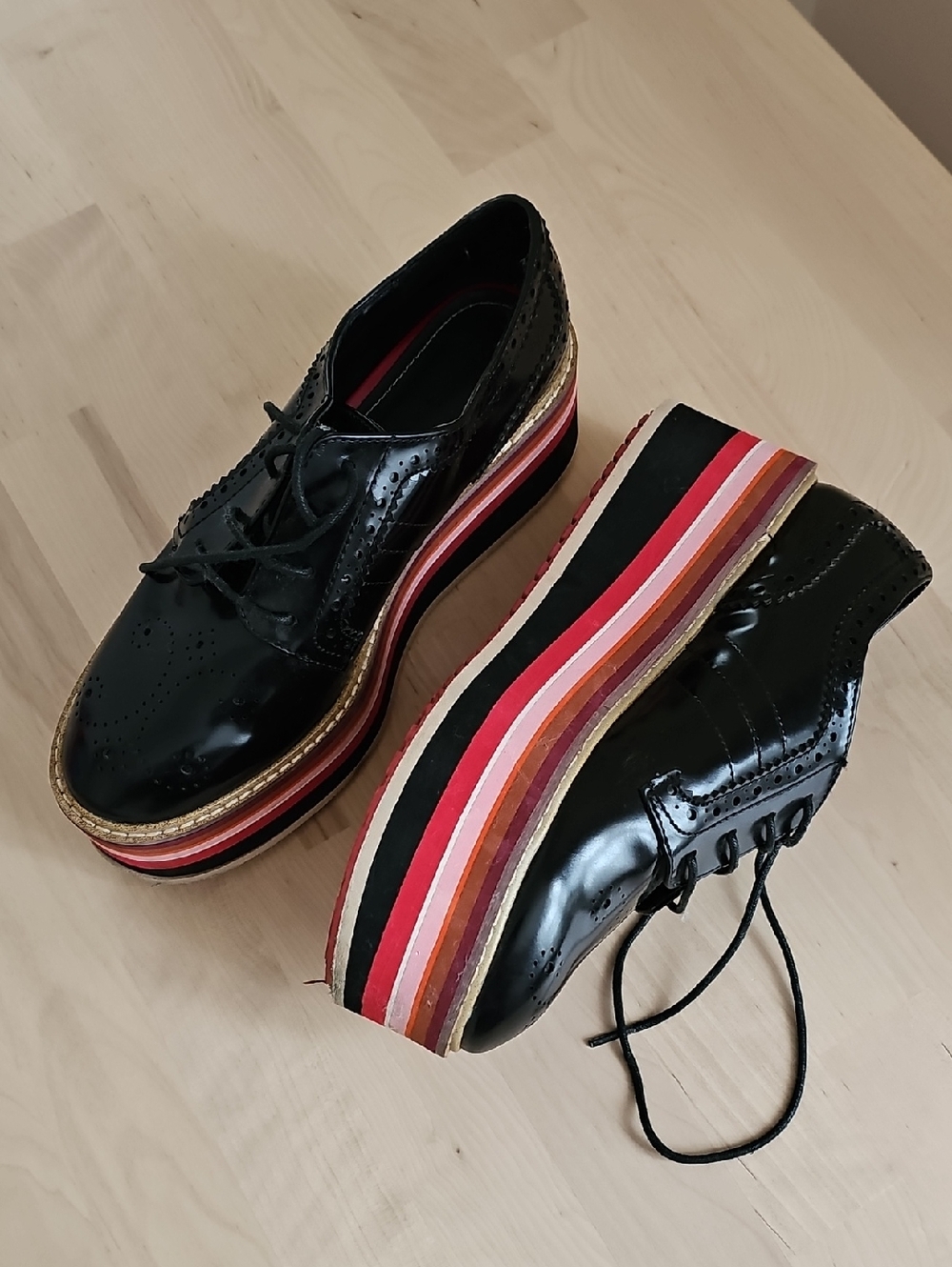 Zara Oxford Platform Shoes In Black